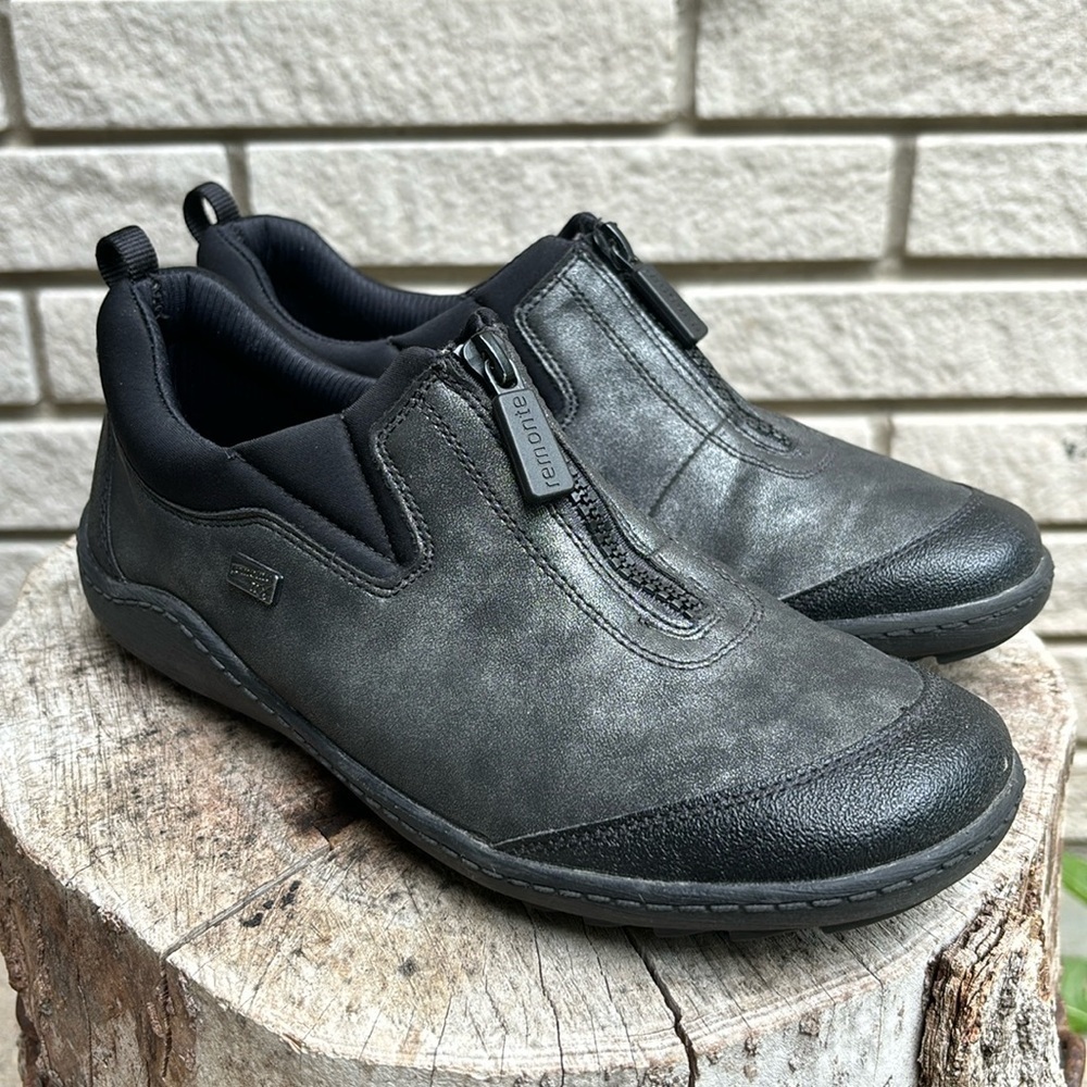 Remonte Front Zip Metallic Shoes Sz 38